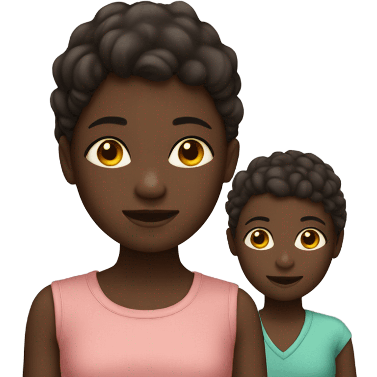 Girl with 2 sons dark skin emoji