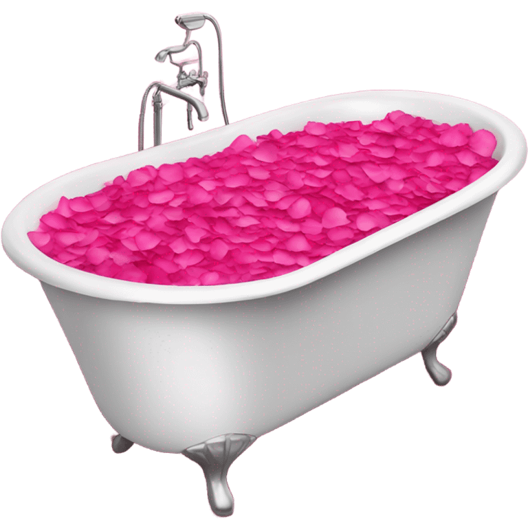 Bathtub filled with hot pink rose petals  emoji