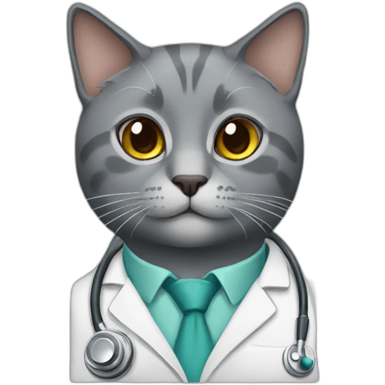 grey cat look like doctor emoji