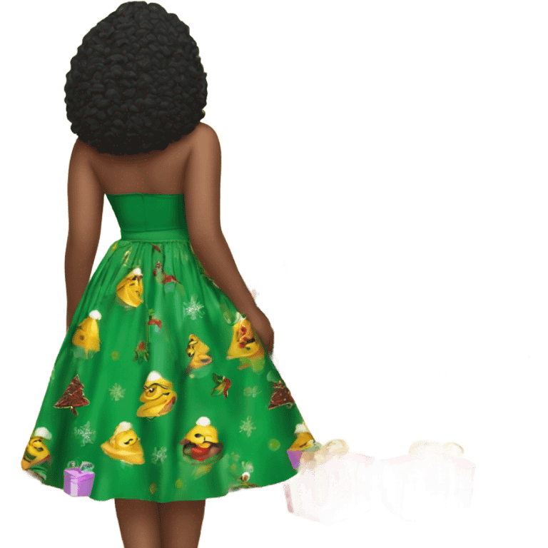 curvy beauty skirt back view Christmas tree emoji