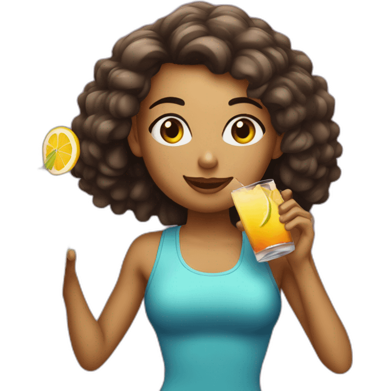 aerobic girl drinks cocktail emoji