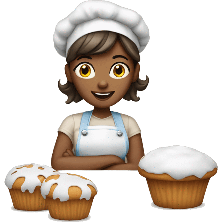 Baker girl with muffin emoji