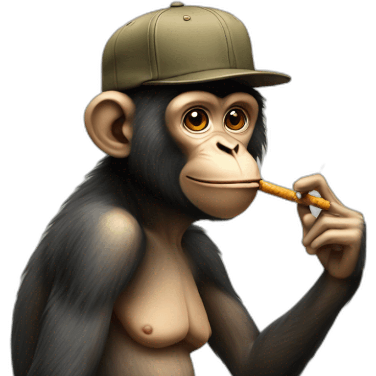 monkey with a cap smoking emoji