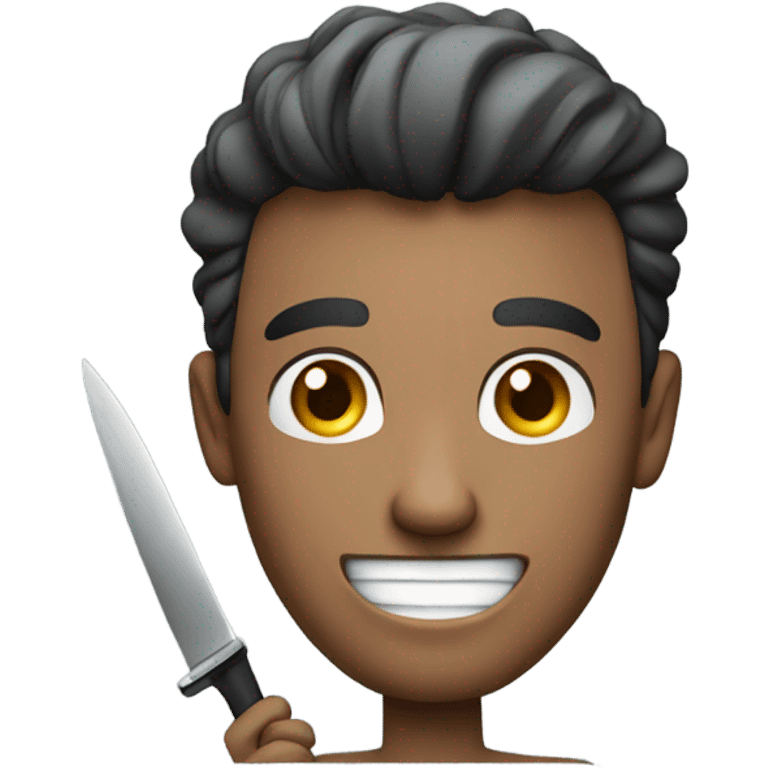 a guy with a knife smiling emoji