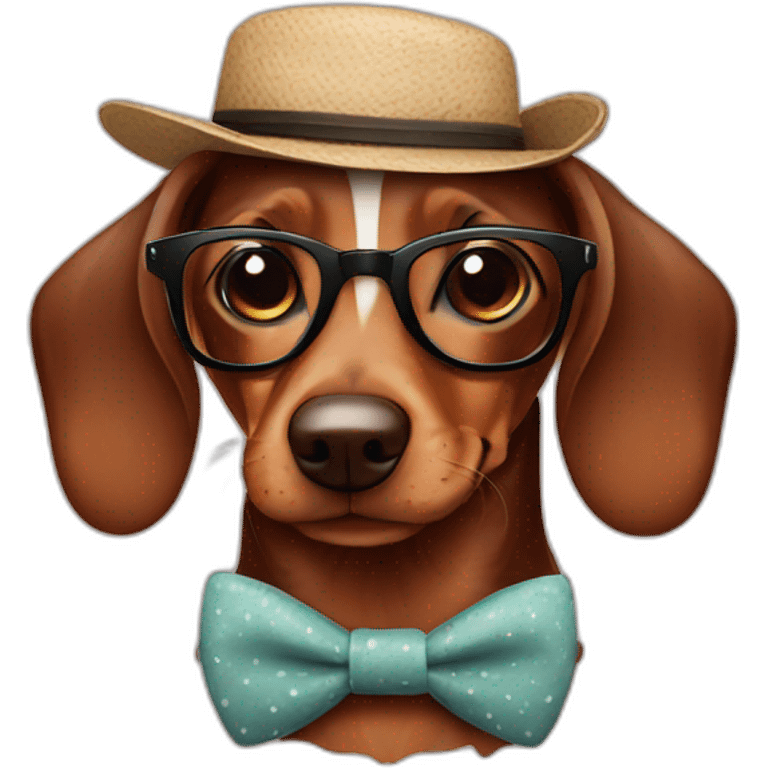 Brown sausage dog hipster emoji