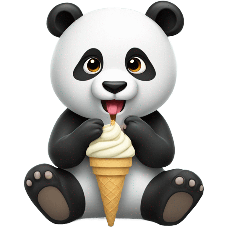 Panda eating ice cream emoji