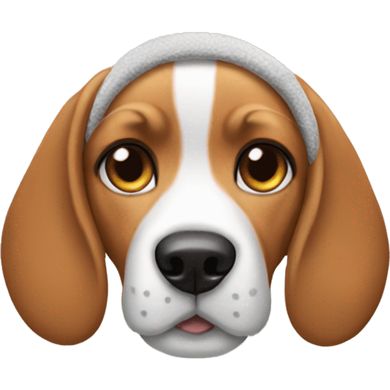 A beagle wearing a cat ear headband  emoji