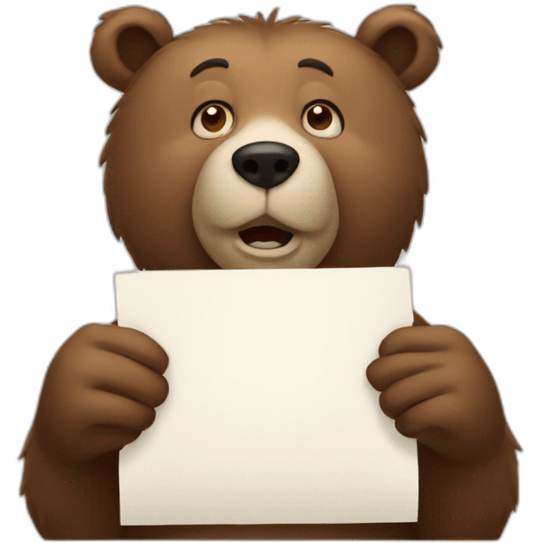 bear holding blank paper emoji