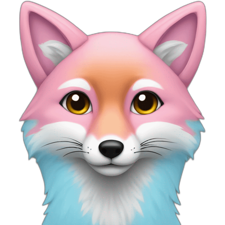 half light blue half pink fox emoji