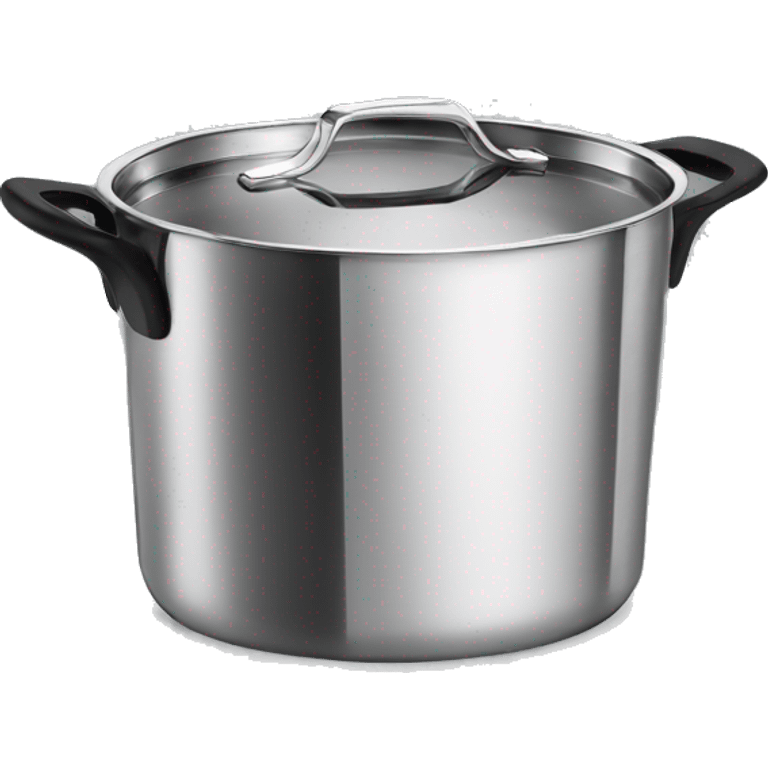 “Royal Prestige” Stainless steel pot with black handlers, food inside. emoji