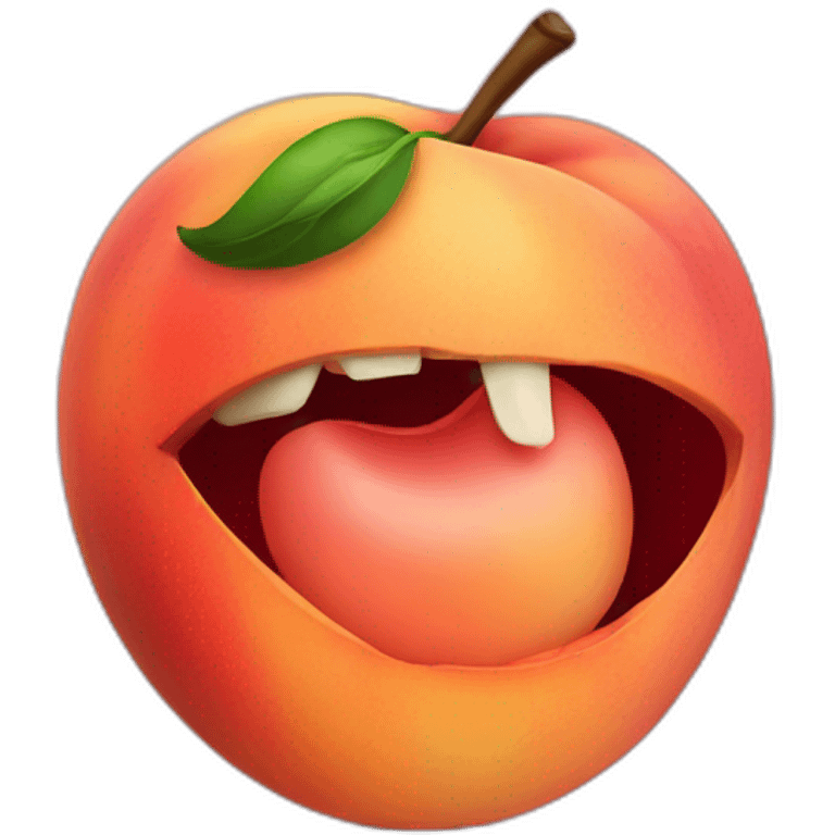 mouth bitting a peach fruit emoji