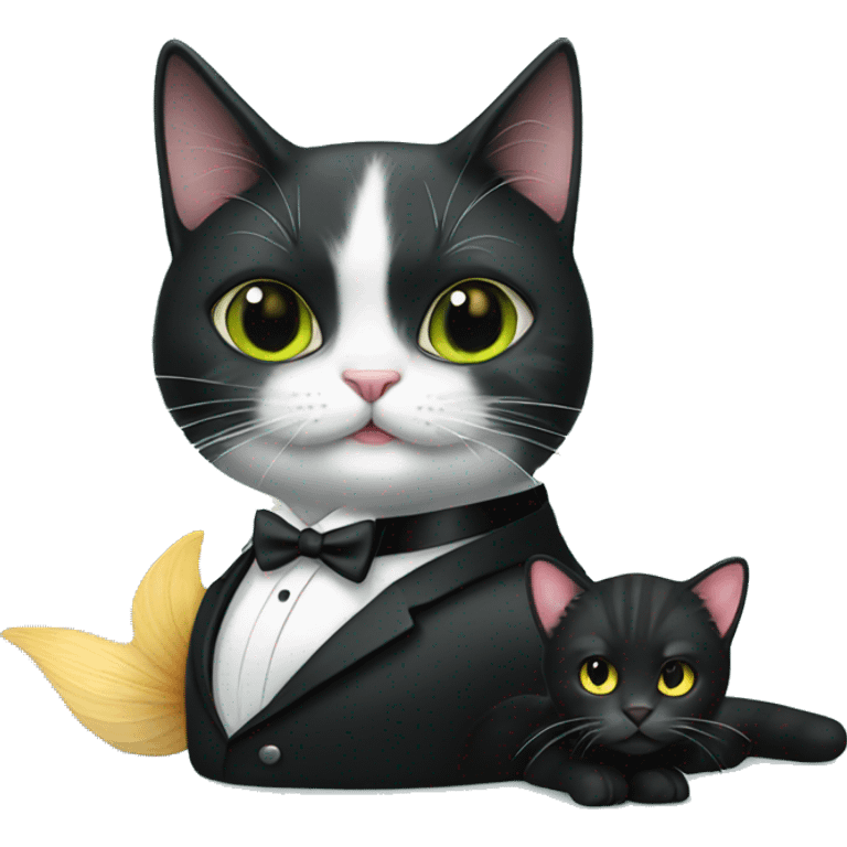 Mermaid with a tuxedo cat emoji