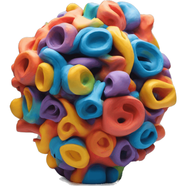 a colorful abstract sculpture realized with modeling clay on a white base emoji