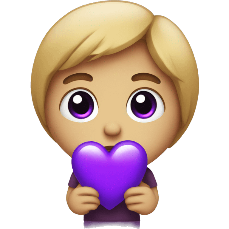 Sad Emoji Holding a purple Heart emoji