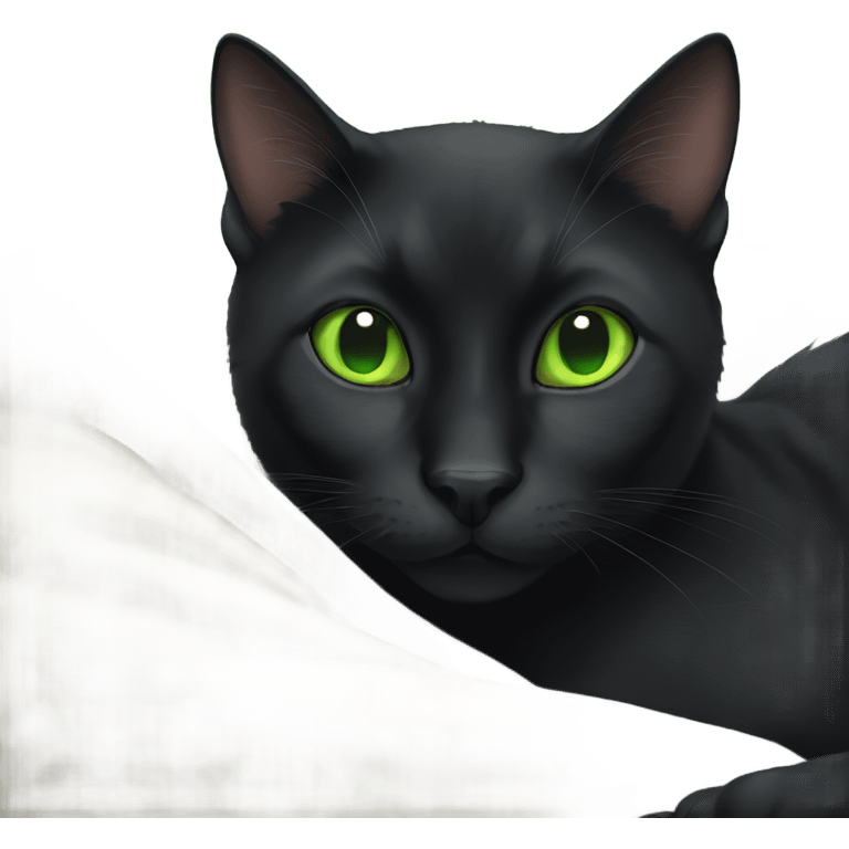 Black cat green eyes cuddle up  emoji