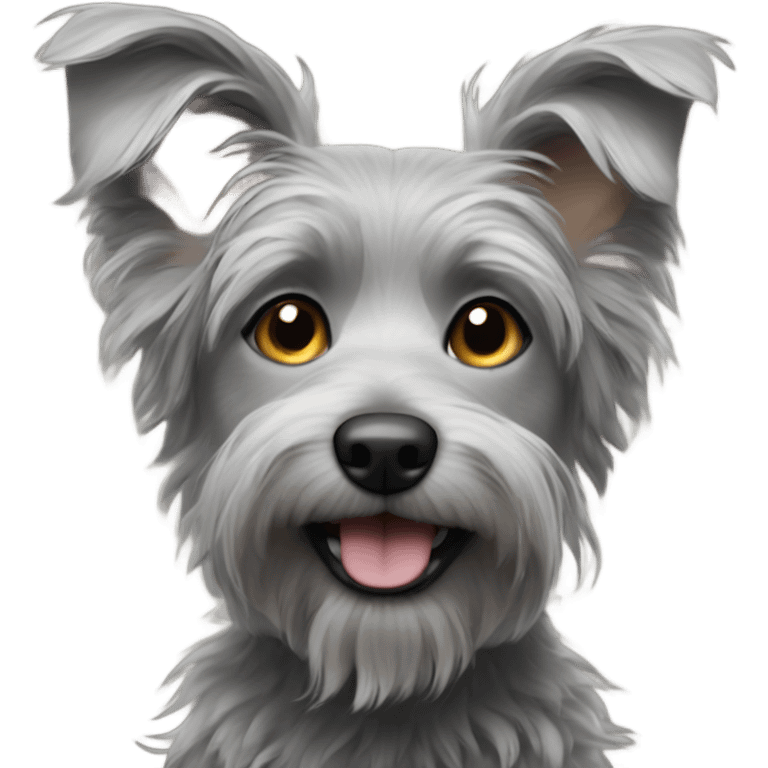 Gray, wiry haired dog with small ears emoji