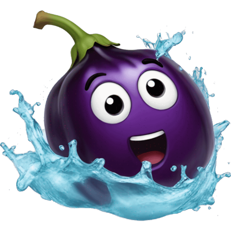 Aubergine splashing water emoji