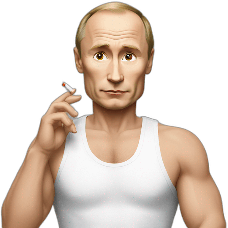 Putin with cigarette and wearing white tank top emoji