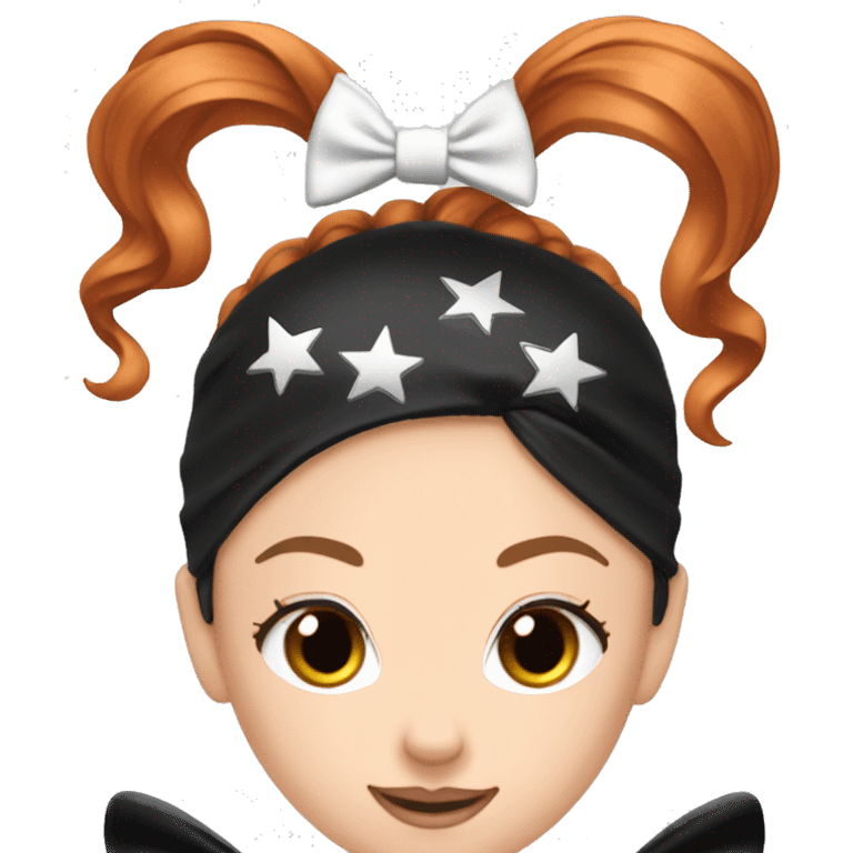 Red hair white girl all star cheer black sparkle uniform high ponytail with a  bow  emoji