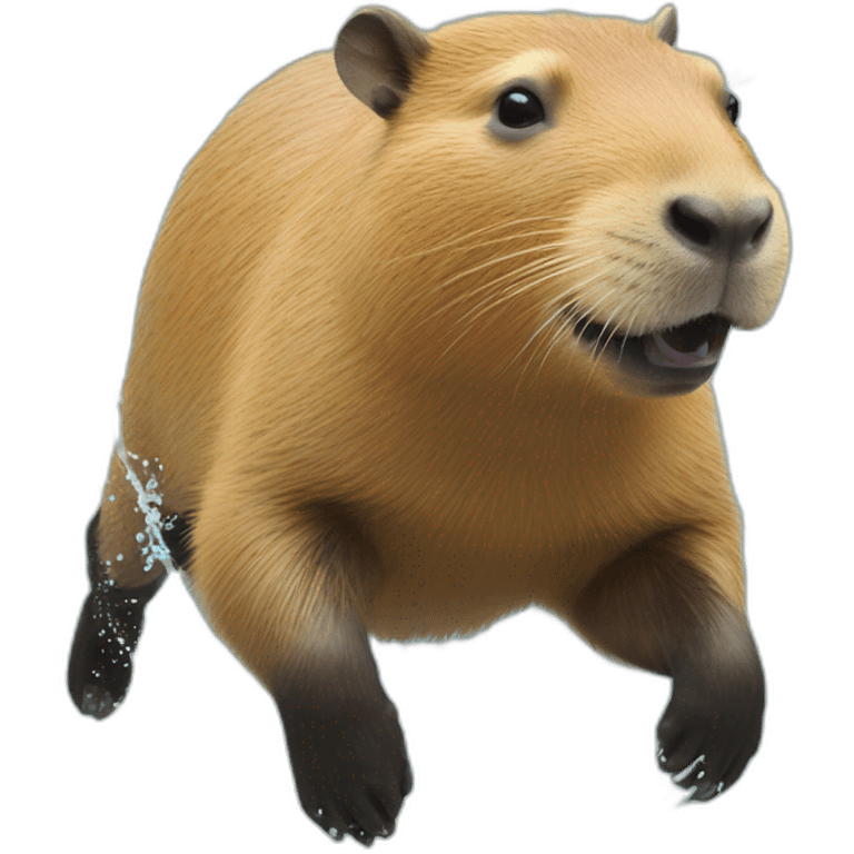 Capybara jumping in the water emoji