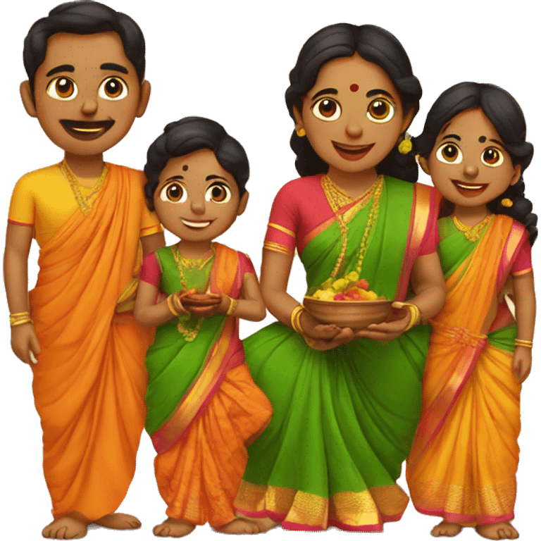 Ugadi family with twin boys emoji