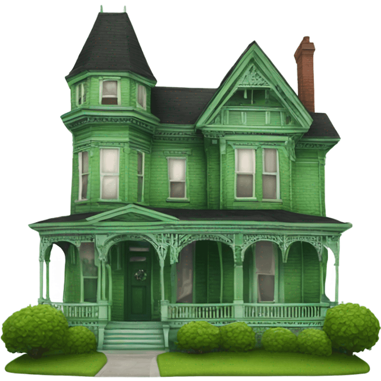 green queen anne victorian home emoji