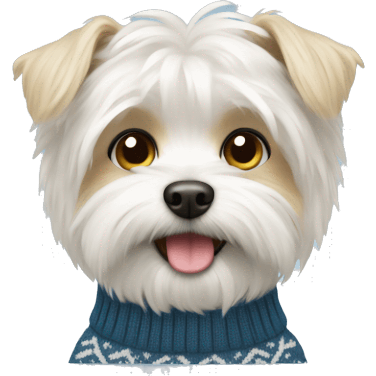 white morkie dog with sweater emoji