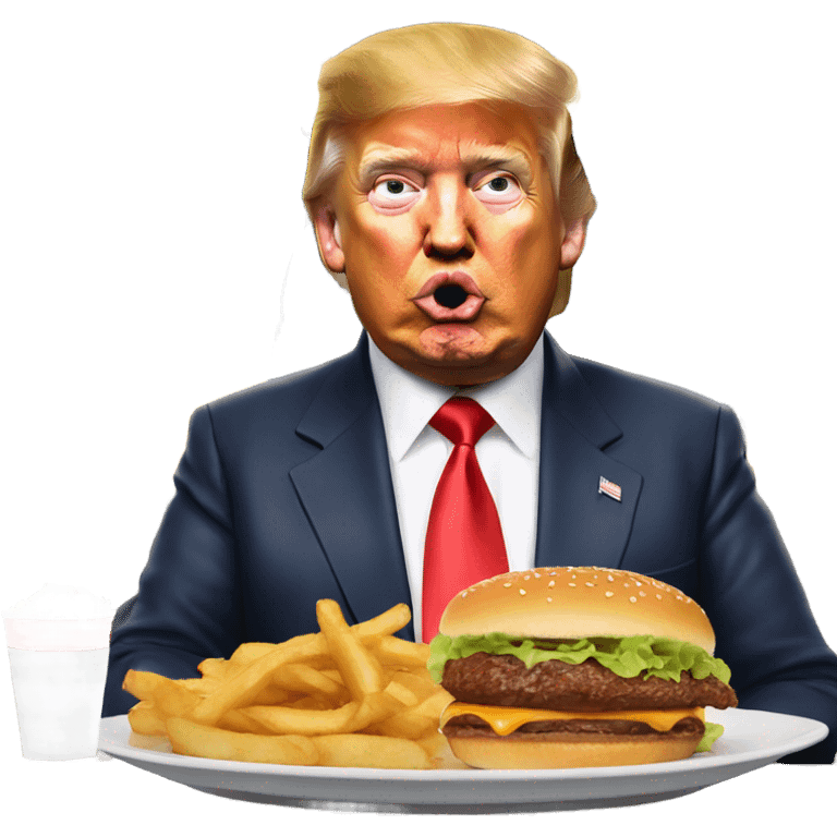 Donald trump eating a burger on a jet fighter  emoji