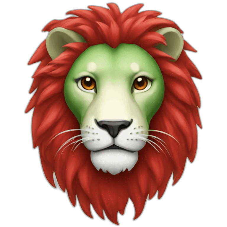 Green white and red lion emoji