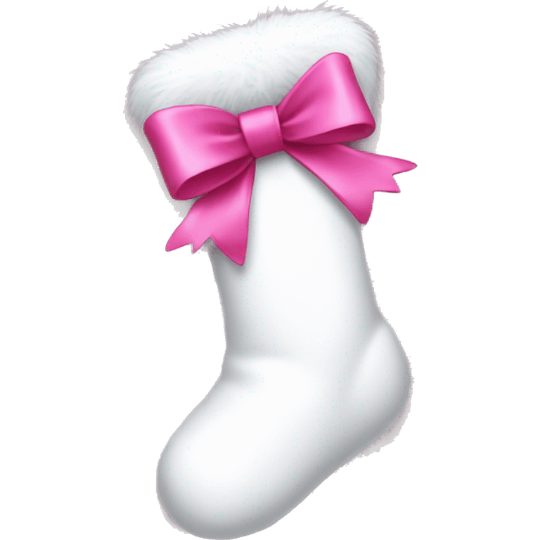 white fur stocking with a pink ribbon bow emoji