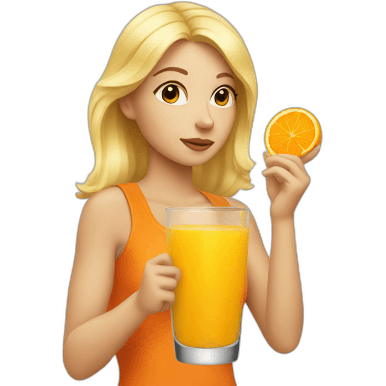 Blonde drinking orange juice emoji