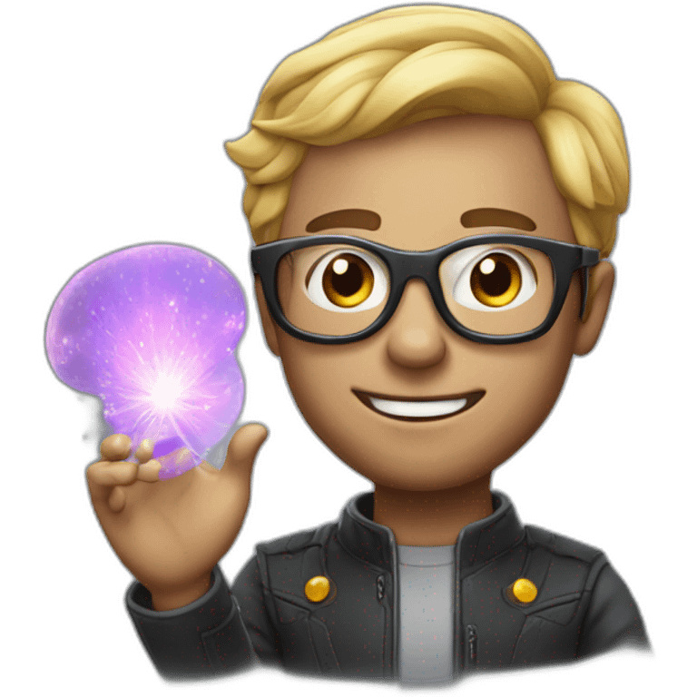 generate a man doing magic and wearing a futuristic glasses emoji