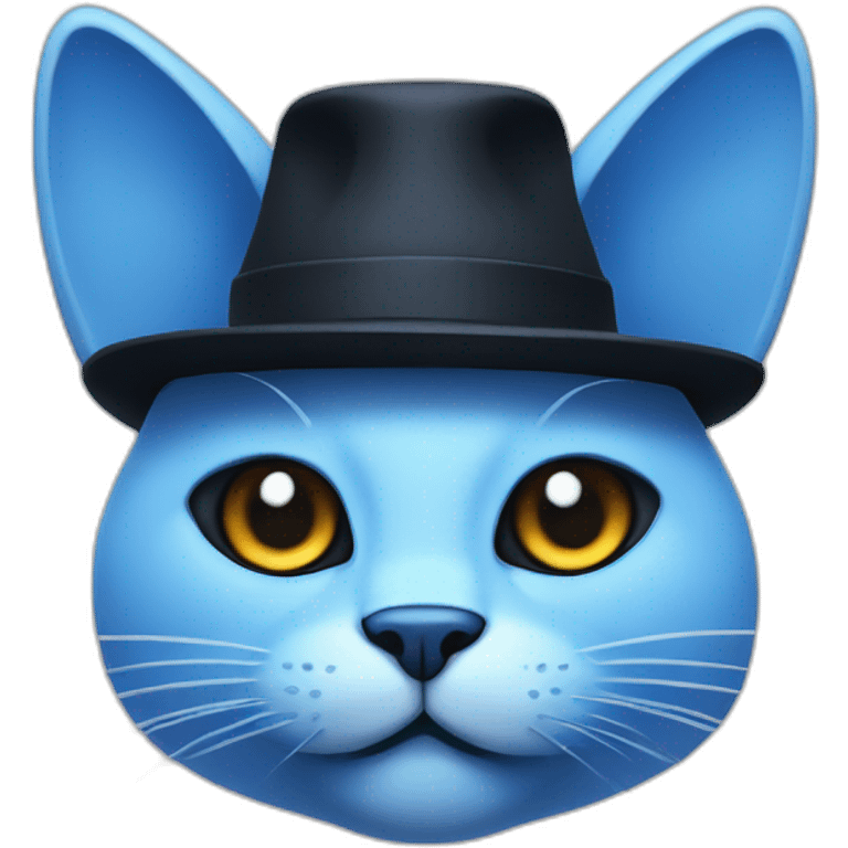 blue cat face with full black eyes and mashroom-hat emoji