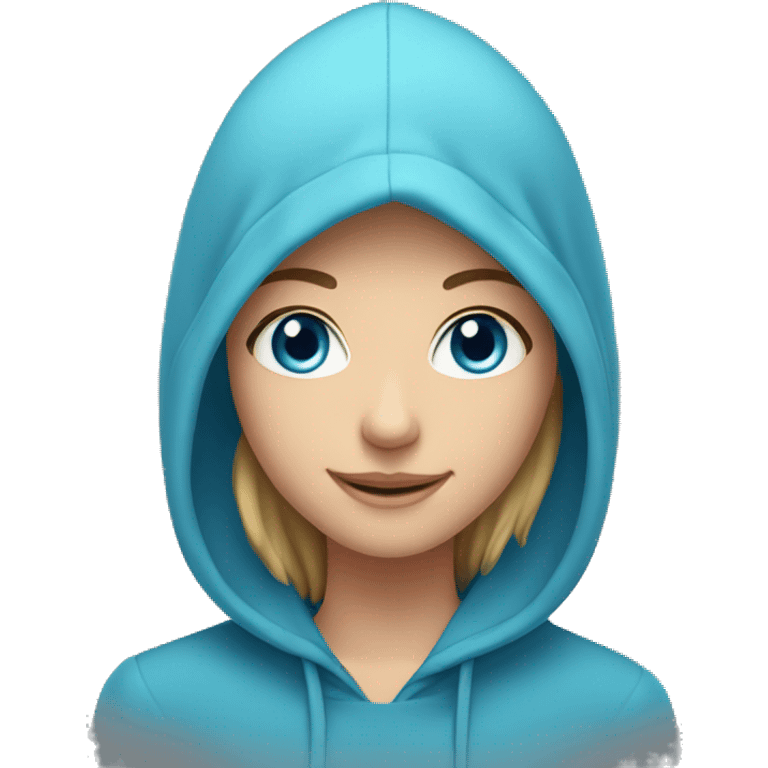 smiling girl in hoodie blue eyes and mascara emoji