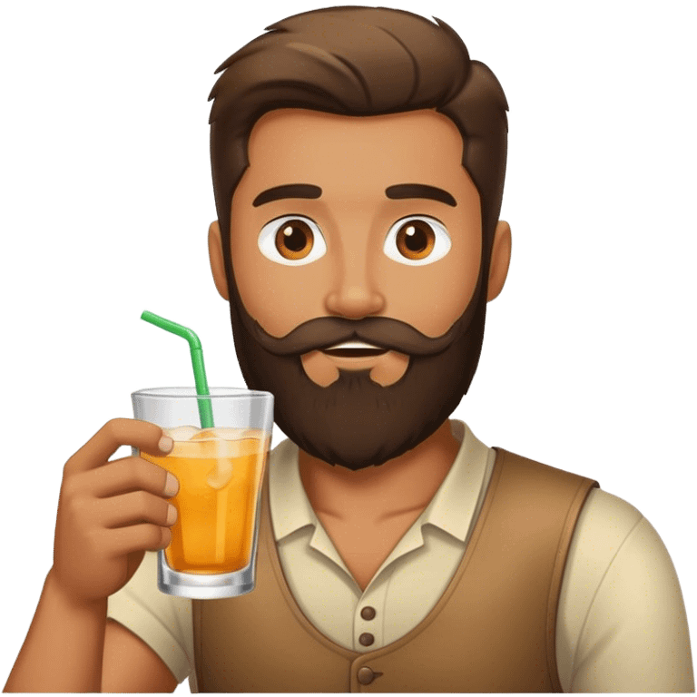 bearded man enjoying a drink emoji