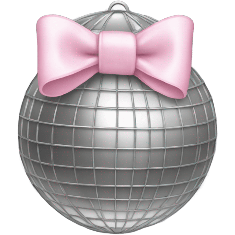 silver Discoball with light pink  bow on top of it emoji