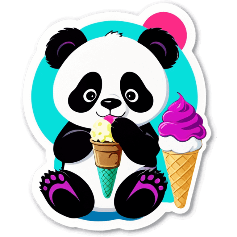 Panda eating ice cream emoji