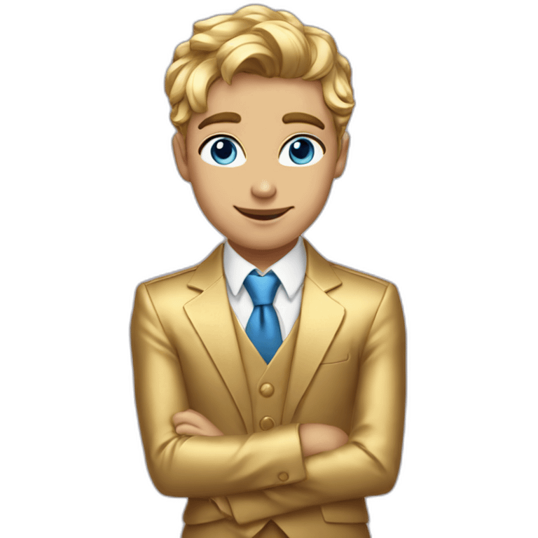 Posh-boy-with-golden-suit-and-blue-eyes-and-rainbow-unicorn-hair emoji