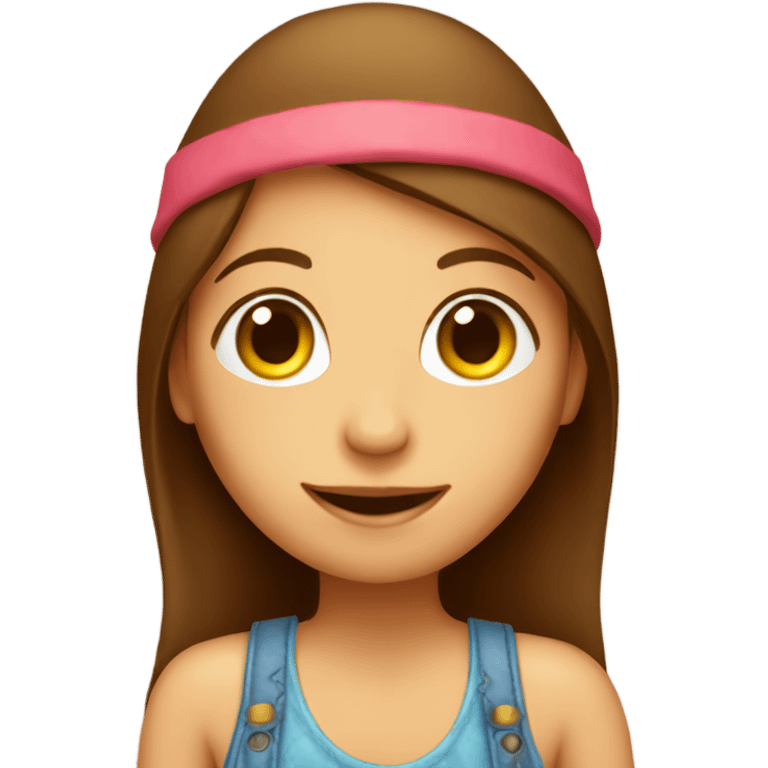 Birthday hat on brown haired hippie girl emoji