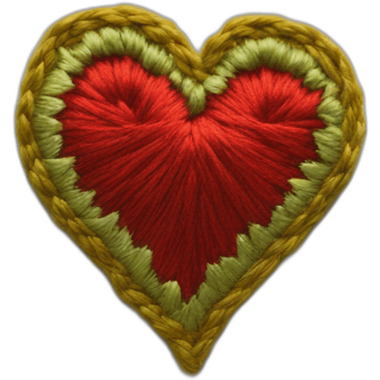 embroidery in the shape of a heart emoji