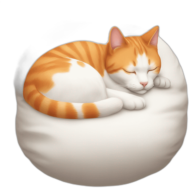 orange and white cat sleeping on a pillow emoji