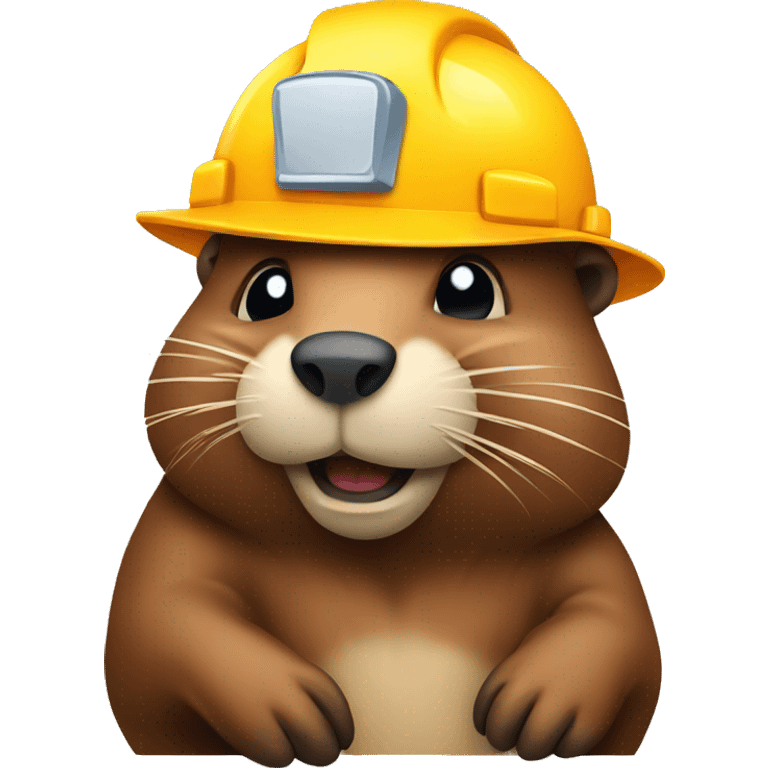 Beaver wearing construction hat emoji