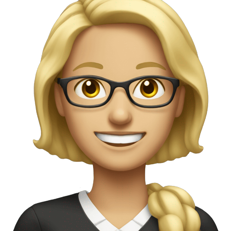 Create an emoji of a blonde teacher, smiling. emoji