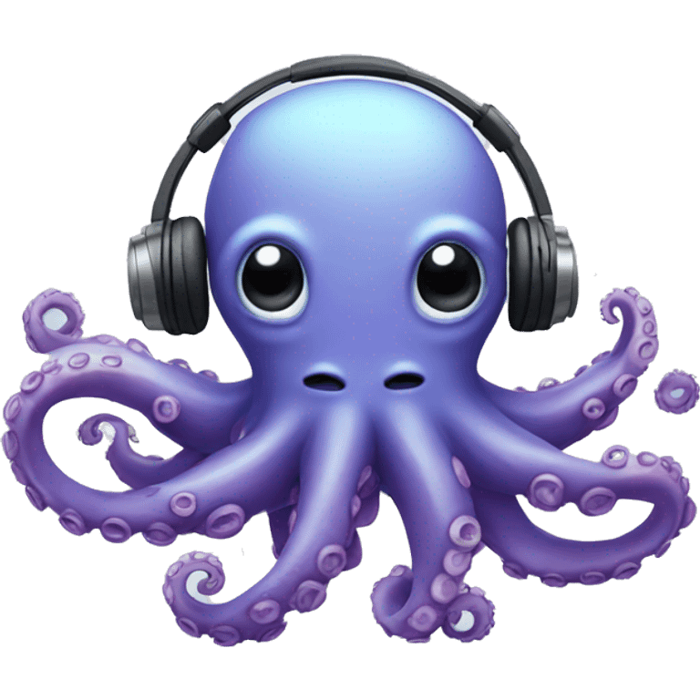 Cute Octopus with headphones on emoji