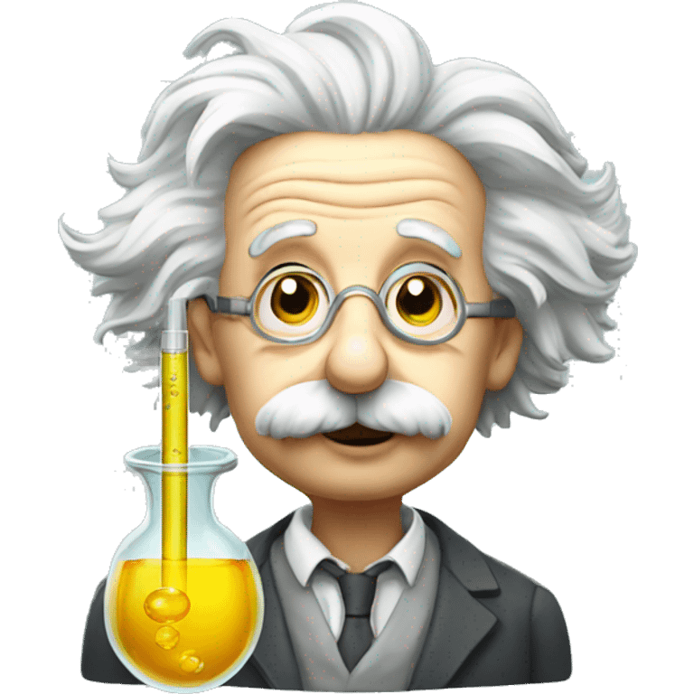 albert einstein with test tube emoji