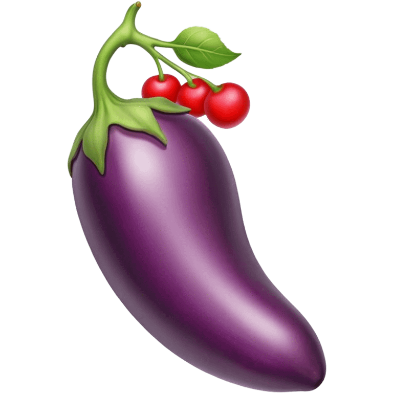 Eggplant with cherries under it  emoji