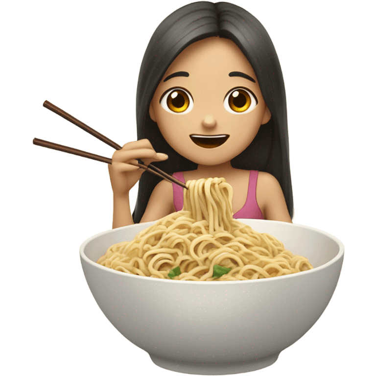 Girl eating noodles emoji