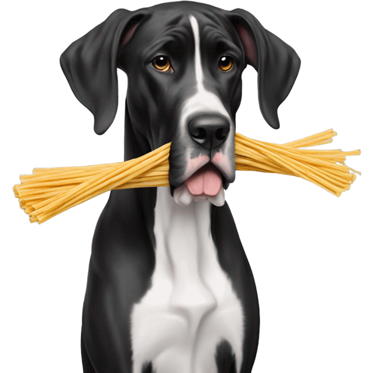 Black and white Great Dane slurping spaghetti  emoji