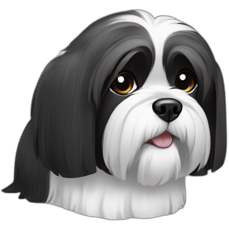 Black and white Lhasa apso dog emoji