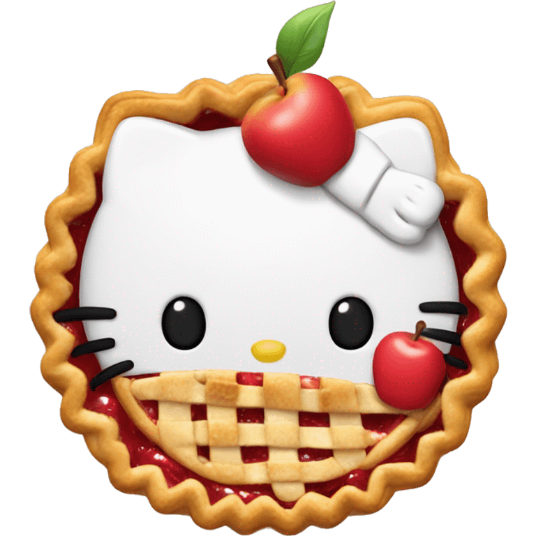 hello kitty eating a apple pie  emoji